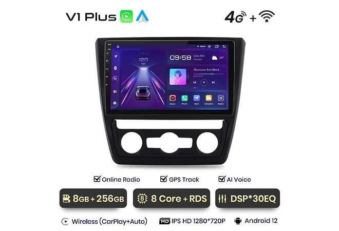 RD044 Android Skoda yeti 5l 2009-2014 1GB a 8GB RAM e 16GB a 128GB ROM com ou sem Carplay