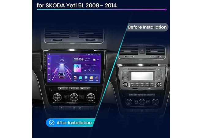 RD044 Android Skoda yeti 5l 2009-2014 1GB a 8GB RAM e 16GB a 128GB ROM com ou sem Carplay