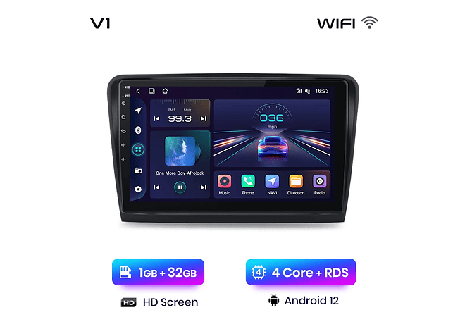 RD045 Android Skoda superb 2008-2015 1GB a 8GB RAM e 16GB a 128GB ROM com ou sem Carplay