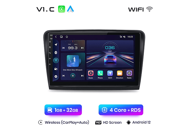 RD045 Android Skoda superb 2008-2015 1GB a 8GB RAM e 16GB a 128GB ROM com ou sem Carplay