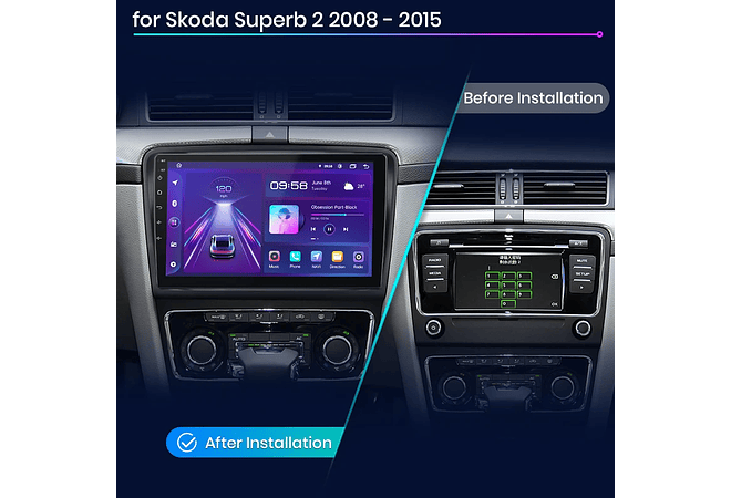 RD045 Android Skoda superb 2008-2015 1GB a 8GB RAM e 16GB a 128GB ROM com ou sem Carplay