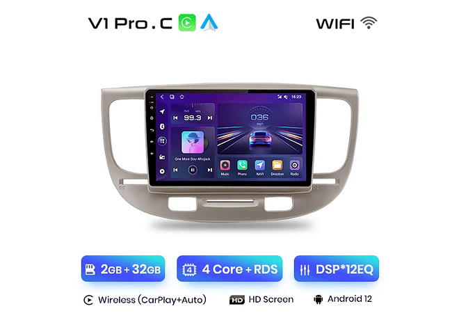 RD046 Android Kia kia rio 2 2005-2011 1GB a 8GB RAM e 16GB a 128GB ROM com ou sem Carplay