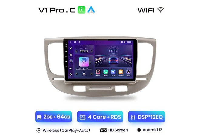 RD046 Android Kia kia rio 2 2005-2011 1GB a 8GB RAM e 16GB a 128GB ROM com ou sem Carplay