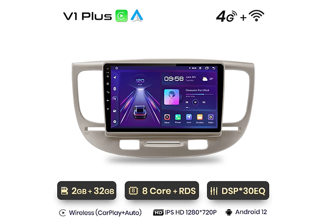 RD046 Android Kia kia rio 2 2005-2011 1GB a 8GB RAM e 16GB a 128GB ROM com ou sem Carplay