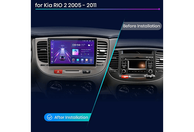 RD046 Android Kia kia rio 2 2005-2011 1GB a 8GB RAM e 16GB a 128GB ROM com ou sem Carplay