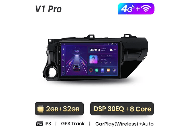 RD047 Android Toyota hilux captador an120 2015-2020 1GB a 8GB RAM e 16GB a 128GB ROM com ou sem Carplay