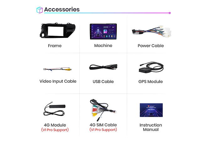 RD047 Android Toyota hilux captador an120 2015-2020 1GB a 8GB RAM e 16GB a 128GB ROM com ou sem Carplay