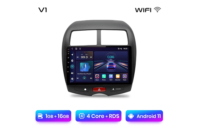 RD048 Android Mitsubishi Asx 1 2010-2016 1GB a 8GB RAM e 16GB a 128GB ROM com ou sem Carplay