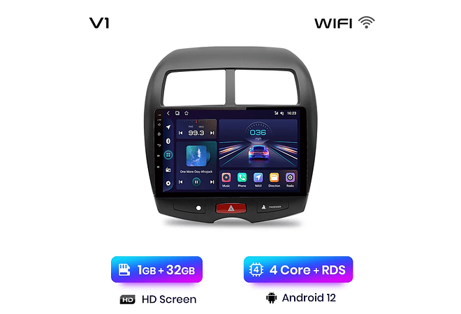 RD048 Android Mitsubishi Asx 1 2010-2016 1GB a 8GB RAM e 16GB a 128GB ROM com ou sem Carplay