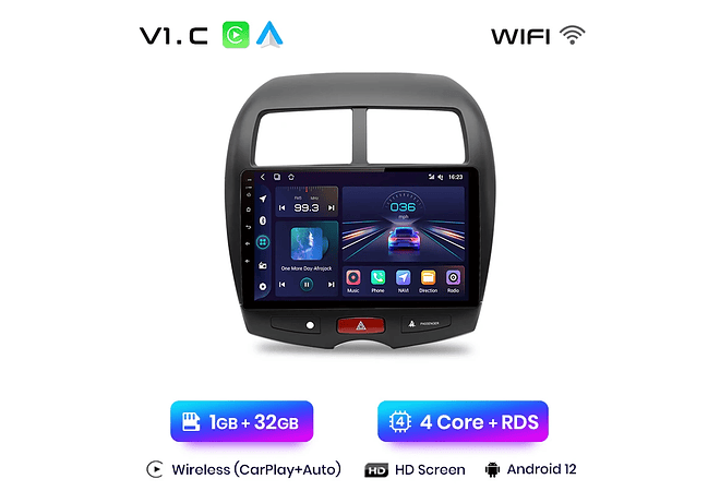 RD048 Android Mitsubishi Asx 1 2010-2016 1GB a 8GB RAM e 16GB a 128GB ROM com ou sem Carplay