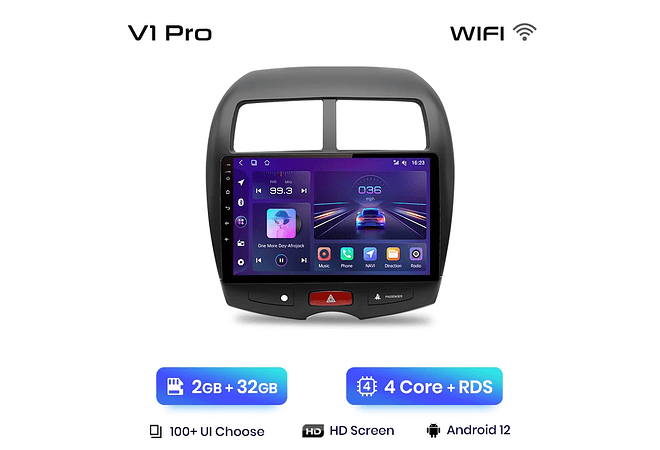 RD048 Android Mitsubishi Asx 1 2010-2016 1GB a 8GB RAM e 16GB a 128GB ROM com ou sem Carplay