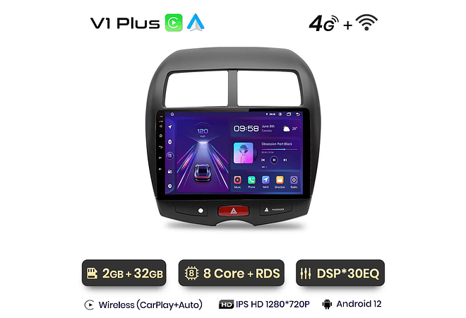 RD048 Android Mitsubishi Asx 1 2010-2016 1GB a 8GB RAM e 16GB a 128GB ROM com ou sem Carplay
