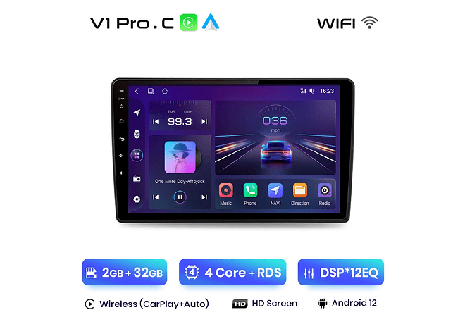 RD050 Android Skoda Fabia 2 2007-2014 1GB a 8GB RAM e 16GB a 128GB ROM com ou sem Carplay