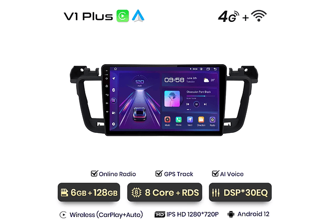 RD051 Android Peugeot 508 508sw 2011-2018 1GB a 8GB RAM e 16GB a 128GB ROM com ou sem Carplay
