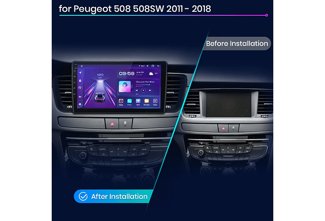 RD051 Android Peugeot 508 508sw 2011-2018 1GB a 8GB RAM e 16GB a 128GB ROM com ou sem Carplay