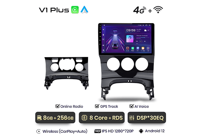 RD052 Android Peugeot 3008 2009-2015 1GB a 8GB RAM e 16GB a 128GB ROM com ou sem Carplay