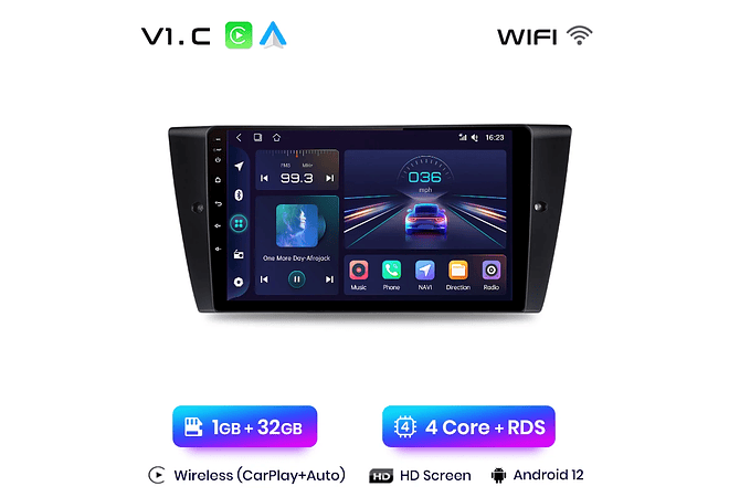 RD053 Android Bmw 3-series e90 e91 e92 e93 1GB a 8GB RAM e 16GB a 128GB ROM com ou sem Carplay