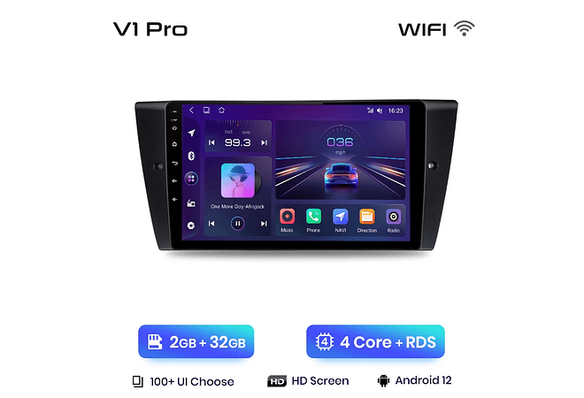 RD053 Android Bmw 3-series e90 e91 e92 e93 1GB a 8GB RAM e 16GB a 128GB ROM com ou sem Carplay