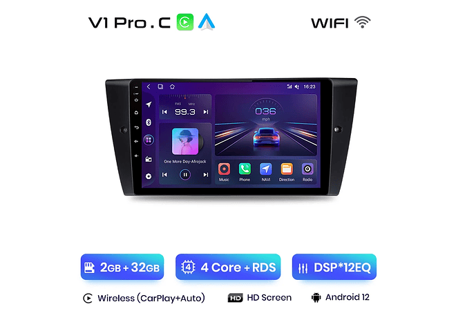 RD053 Android Bmw 3-series e90 e91 e92 e93 1GB a 8GB RAM e 16GB a 128GB ROM com ou sem Carplay