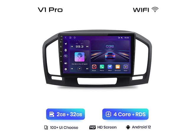 RD054 Android Opel Insignia 2009-2013 1GB a 8GB RAM e 16GB a 128GB ROM com ou sem Carplay