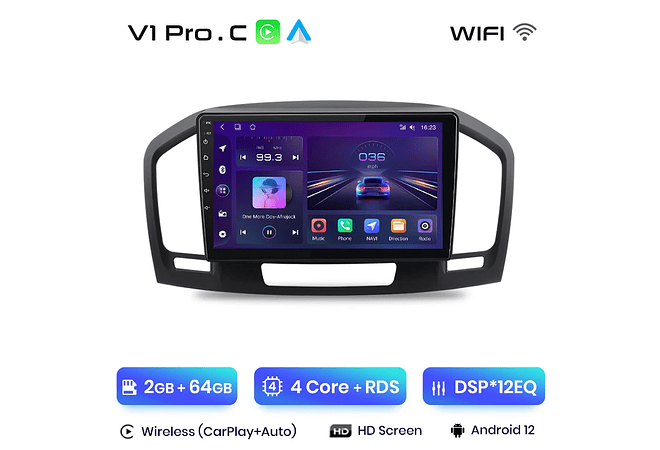 RD054 Android Opel Insignia 2009-2013 1GB a 8GB RAM e 16GB a 128GB ROM com ou sem Carplay