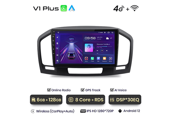 RD054 Android Opel Insignia 2009-2013 1GB a 8GB RAM e 16GB a 128GB ROM com ou sem Carplay