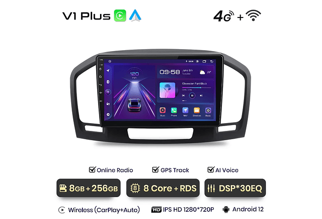 RD054 Android Opel Insignia 2009-2013 1GB a 8GB RAM e 16GB a 128GB ROM com ou sem Carplay