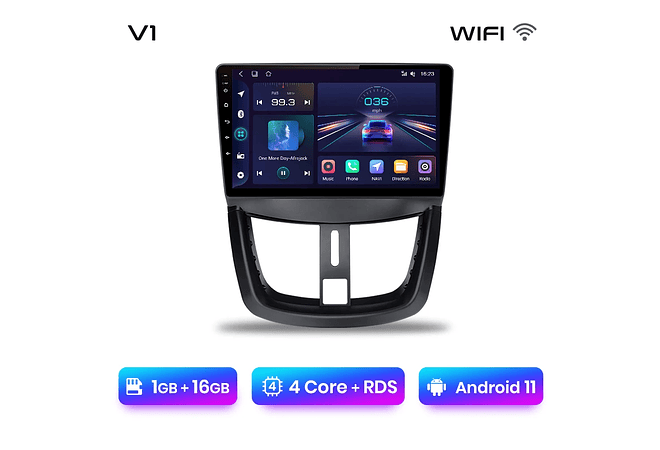RD055 Android Peugeot 207 207cc 2006-2015 1GB a 8GB RAM e 16GB a 128GB ROM com ou sem Carplay