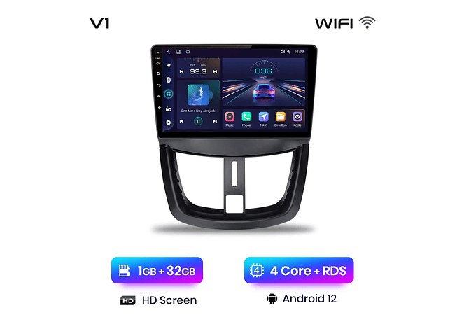 RD055 Android Peugeot 207 207cc 2006-2015 1GB a 8GB RAM e 16GB a 128GB ROM com ou sem Carplay