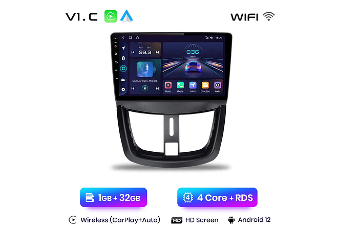 RD055 Android Peugeot 207 207cc 2006-2015 1GB a 8GB RAM e 16GB a 128GB ROM com ou sem Carplay