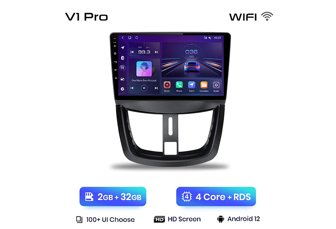 RD055 Android Peugeot 207 207cc 2006-2015 1GB a 8GB RAM e 16GB a 128GB ROM com ou sem Carplay