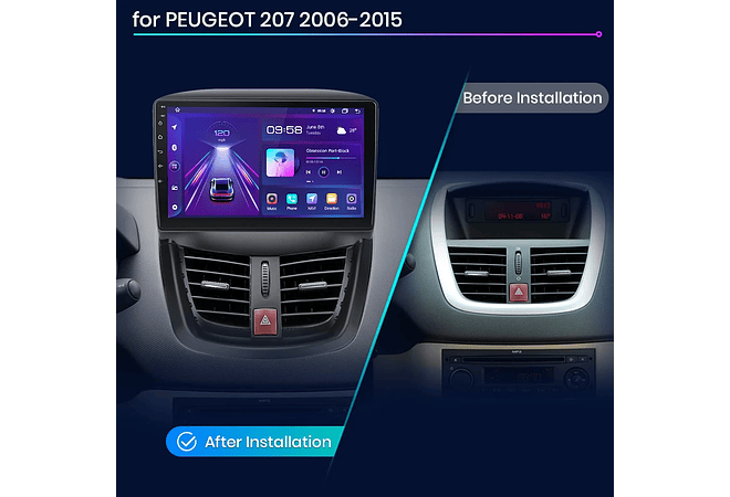 RD055 Android Peugeot 207 207cc 2006-2015 1GB a 8GB RAM e 16GB a 128GB ROM com ou sem Carplay