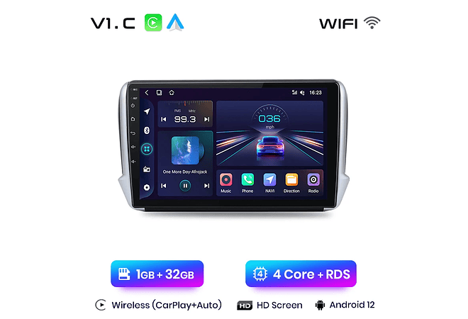 RD056 Android Peugeot 2008208 2012-2018 1GB a 8GB RAM e 16GB a 128GB ROM com ou sem Carplay