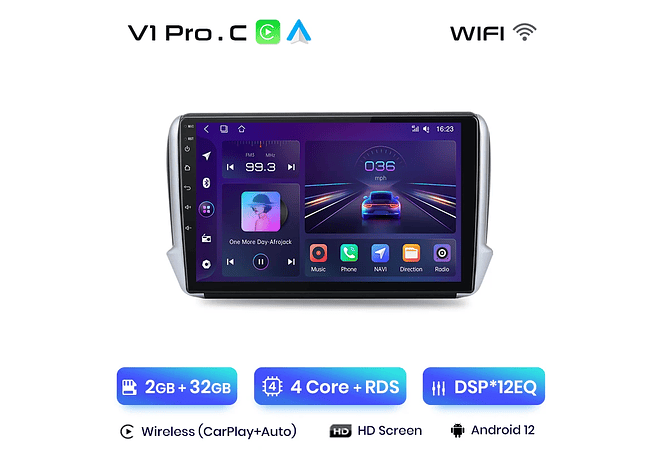 RD056 Android Peugeot 2008208 2012-2018 1GB a 8GB RAM e 16GB a 128GB ROM com ou sem Carplay