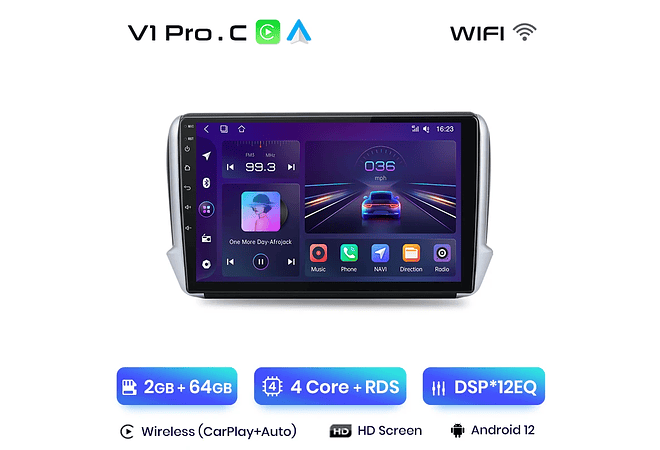 RD056 Android Peugeot 2008208 2012-2018 1GB a 8GB RAM e 16GB a 128GB ROM com ou sem Carplay