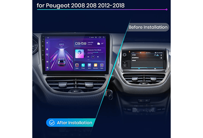 RD056 Android Peugeot 2008208 2012-2018 1GB a 8GB RAM e 16GB a 128GB ROM com ou sem Carplay