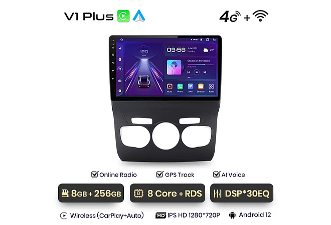 RD057 Android Citroen c4 2 b7 2013-2016 1GB a 8GB RAM e 16GB a 128GB ROM com ou sem Carplay