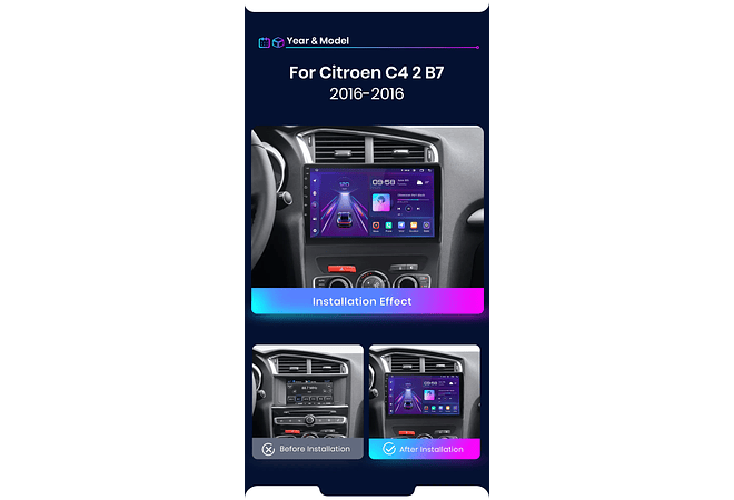 RD057 Android Citroen c4 2 b7 2013-2016 1GB a 8GB RAM e 16GB a 128GB ROM com ou sem Carplay