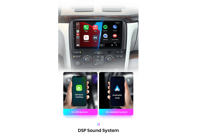 RD058 Android Volvo S80 1998-2006 1GB a 8GB RAM e 16GB a 128GB ROM com ou sem Carplay