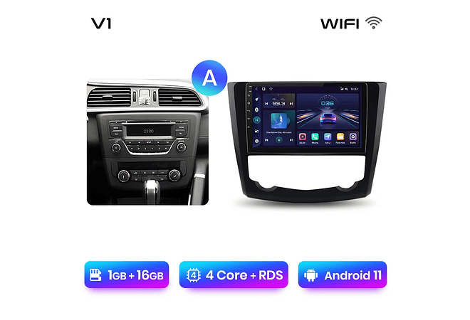 RD059 Android Renault kadjar 2015-2019 1GB a 8GB RAM e 16GB a 128GB ROM com ou sem Carplay