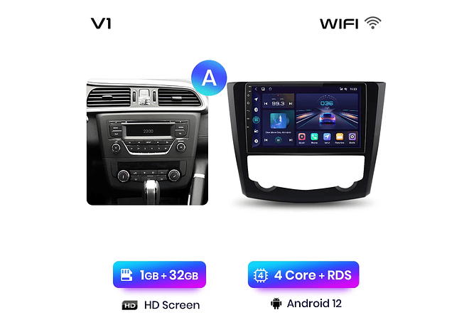 RD059 Android Renault kadjar 2015-2019 1GB a 8GB RAM e 16GB a 128GB ROM com ou sem Carplay