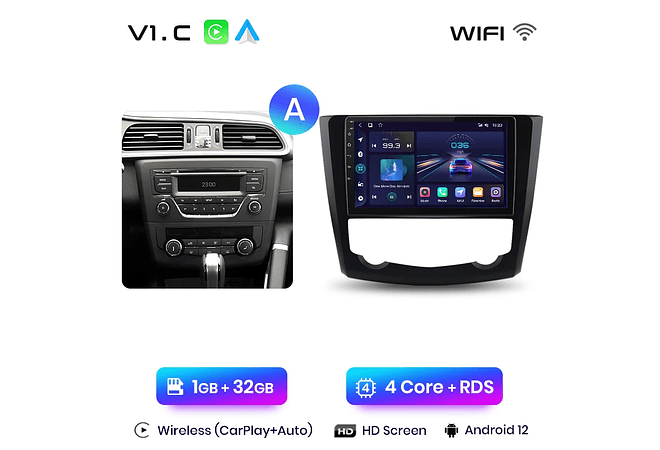 RD059 Android Renault kadjar 2015-2019 1GB a 8GB RAM e 16GB a 128GB ROM com ou sem Carplay