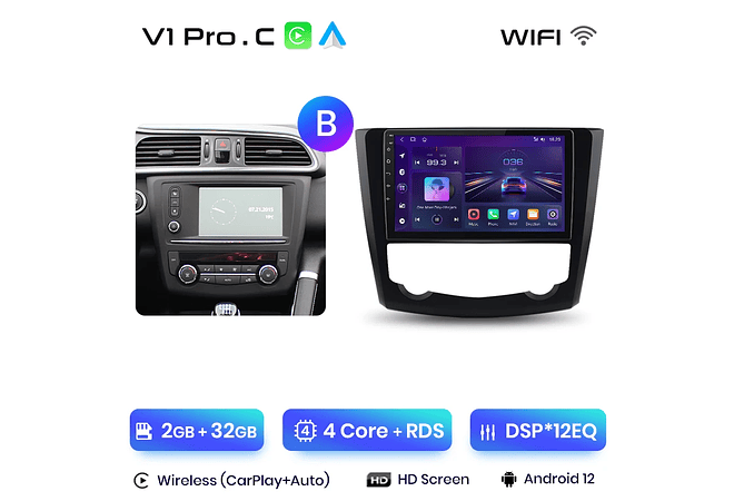 RD059 Android Renault kadjar 2015-2019 1GB a 8GB RAM e 16GB a 128GB ROM com ou sem Carplay