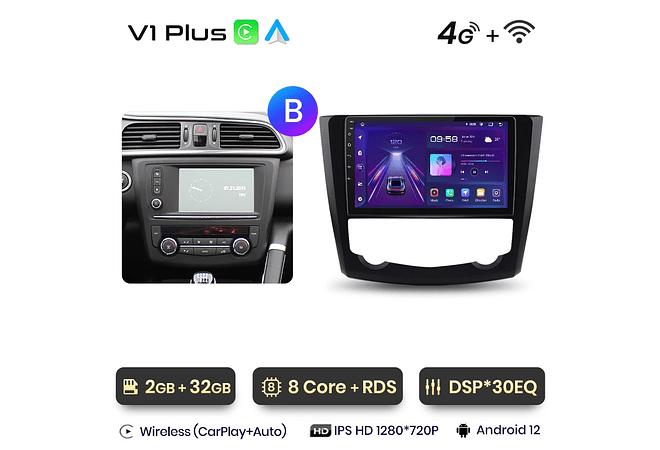 RD059 Android Renault kadjar 2015-2019 1GB a 8GB RAM e 16GB a 128GB ROM com ou sem Carplay