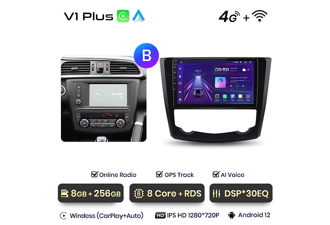 RD059 Android Renault kadjar 2015-2019 1GB a 8GB RAM e 16GB a 128GB ROM com ou sem Carplay
