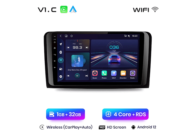 RD061 Android Mercedes m-classe w164 gl-classe x164 ml gl 1GB a 8GB RAM e 16GB a 128GB ROM com ou sem Carplay