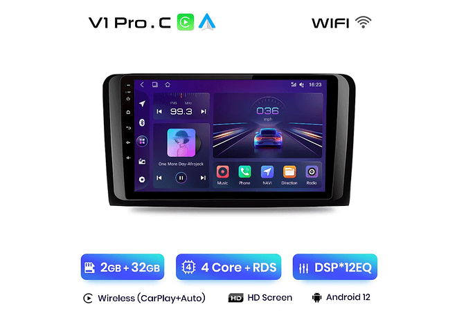RD061 Android Mercedes m-classe w164 gl-classe x164 ml gl 1GB a 8GB RAM e 16GB a 128GB ROM com ou sem Carplay
