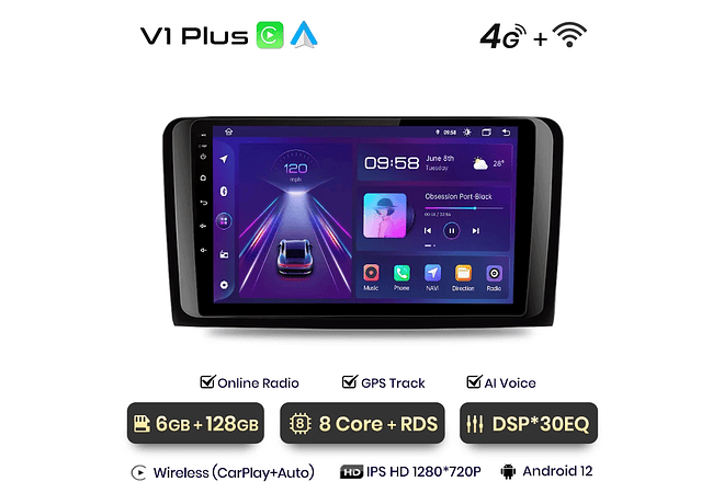 RD061 Android Mercedes m-classe w164 gl-classe x164 ml gl 1GB a 8GB RAM e 16GB a 128GB ROM com ou sem Carplay