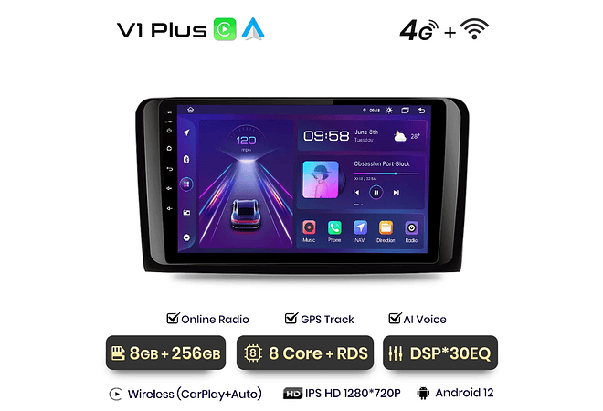 RD061 Android Mercedes m-classe w164 gl-classe x164 ml gl 1GB a 8GB RAM e 16GB a 128GB ROM com ou sem Carplay