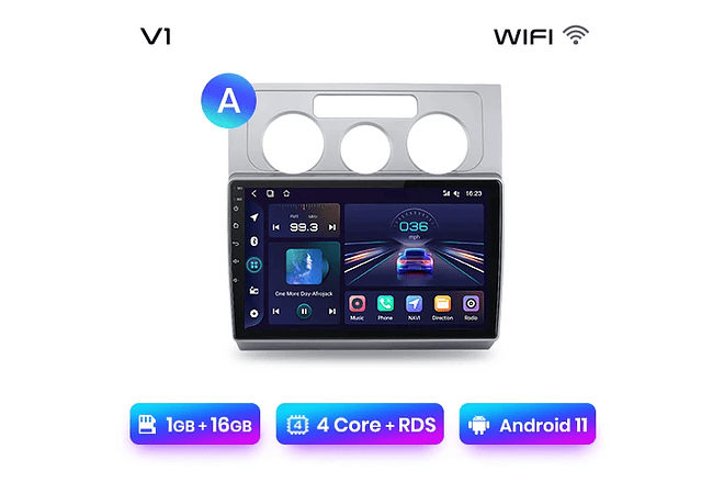 RD062 Android Volkswagen TOURAN 1 2003-2010 1GB a 8GB RAM e 16GB a 128GB ROM com ou sem Carplay